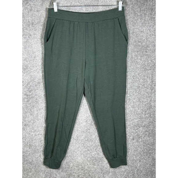 Eddie Bauer Lounge Pull On Jogger Pants Womens Size Large Green Pockets Stretch - Picture 1 of 10